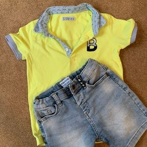 Jean shorts and matching polo set